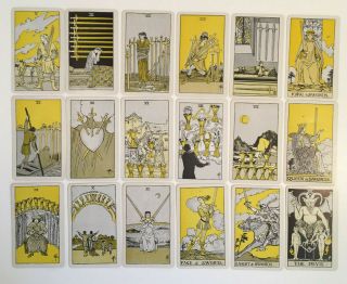 Vtg.  De Laurence ' s Tarot Cards No.  20 D - Yellow Variant & Orange Back 11