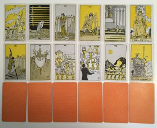 Vtg.  De Laurence ' s Tarot Cards No.  20 D - Yellow Variant & Orange Back 12