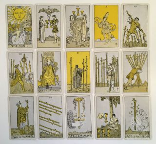 Vtg.  De Laurence ' s Tarot Cards No.  20 D - Yellow Variant & Orange Back 7
