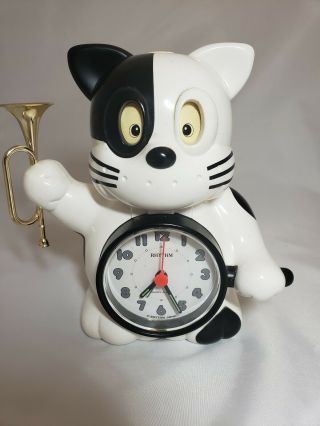 Vtg Rhythm Bugle Cat Alarm Clock Japan
