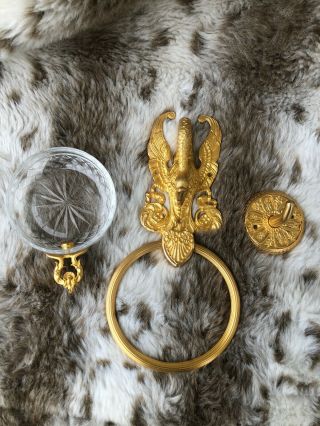 Vtg Sherle Wagner 24kgold Plated Goose Wall Towel Ring,  Robe Hook,  Soap Dish