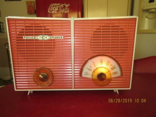 Vintage Philco Tube Radio Orange Twin Speaker N/mint Cond.  Space Age Mcm