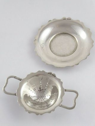 Pretty Vintage English Solid Sterling Silver Tea Strainer On Stand 1943 73 G