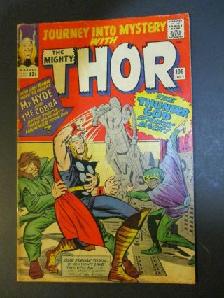 Marvel Comics Journey Into Mystery 106 W/ Thor And Cobra 1964 Vintage Old Comic