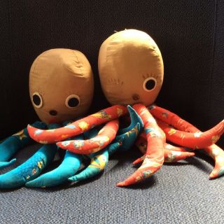 Alohaland Toys Pair Octopus Plush Bicki Hawaii 1940s Seam Tag Very Rare