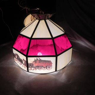 Vintage Budweiser Clydesdale Stained Glass Hanging / Light Fixture LAMP & SHADE 3
