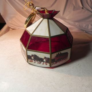 Vintage Budweiser Clydesdale Stained Glass Hanging / Light Fixture LAMP & SHADE 6