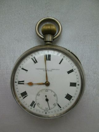 Vintage Antique Silver Pocket Watch Sanders & Company London