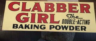 Vintage Tin Advertising Sign Double Sided Clabber Girl Baking Soda.  1950 ' s 2