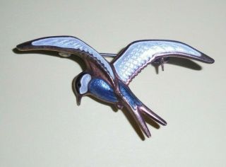 David Andersen Seagul Bird Pin Brooch Norway Sterling Silver Enamel