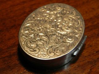 Vintage Oval Hinged Sterling Silver Pill/snuff Box Marked.  925