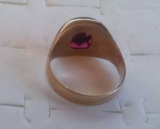 VINTAGE 14K SOLID GOLD MASONIC RUBY RING SIZE 13 1/4 ( (143)) 4