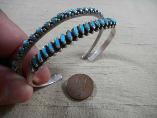 2 Fred Harvey Era Zuni Natural Turquoise Row Bracelets Needlepoint & Petitpoint