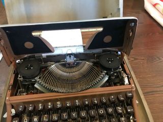 Vintage Olympia Werke West Germany Light Brown Metal Portable Typewriter w/ Case 2