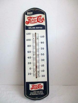 Vtg Buy Pepsi Cola Double Dot Advertising Thermometer - M - 32