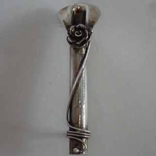 VINTAGE ARTS & CRAFTS STERLING SILVER TUSSIE MUSSIE FLOWER VASE BROOCH 2