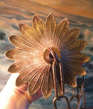 Antique Leaf Crown Brass Bronze Cap Canopy French Lamp Chandelier Part Vintage
