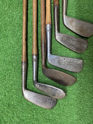 Antique hickory wood shaft Golf Clubs and Vintage Stovepipe Bag 3