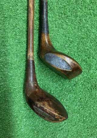 Antique hickory wood shaft Golf Clubs and Vintage Stovepipe Bag 5