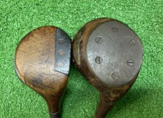 Antique hickory wood shaft Golf Clubs and Vintage Stovepipe Bag 7