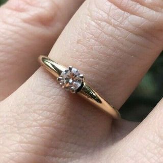 Vintage Estate 14k Gold 1/4 Ct Diamond Solitaire Engagement Ring