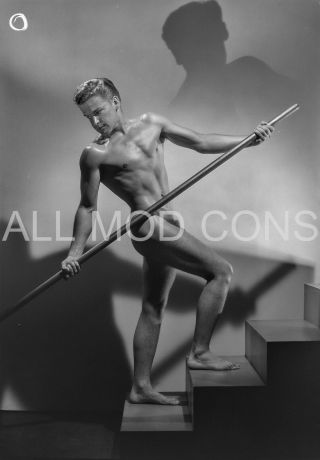 Vintage 1940s Lf Photo Negatives 5 X 7 Al Handsome Man Gay Interest Nude 14 - 1