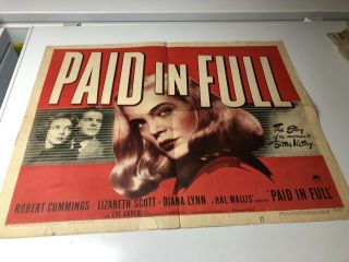 Vintage Movie Posters Paid In Full Hollywood Stars Theater
