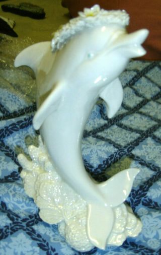 Vtg Dorothy Okumoto Hawaiian Porcelain Tall Dolfin Sculpture