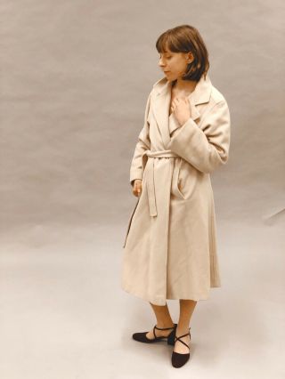 60s Vintage 100 Cashmere Wrap Below The Knee Trench Coat Robe