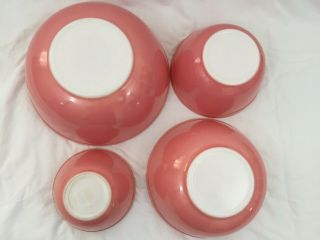 VTG Pyrex Set (4) Pink Flamingo Nesting Bowls 404 403 402 401 2