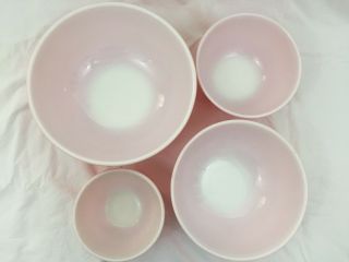 VTG Pyrex Set (4) Pink Flamingo Nesting Bowls 404 403 402 401 4