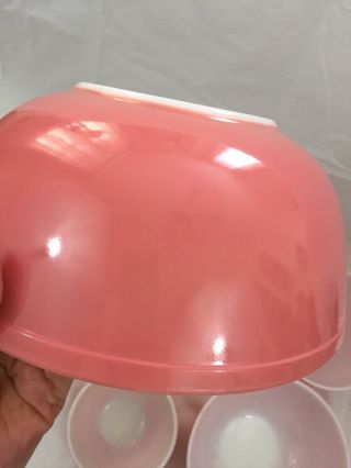 VTG Pyrex Set (4) Pink Flamingo Nesting Bowls 404 403 402 401 8