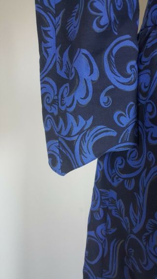 Vintage Laura Ashley Navy Blue Print Dress Sweetheart Neck UK 12 US 10 4