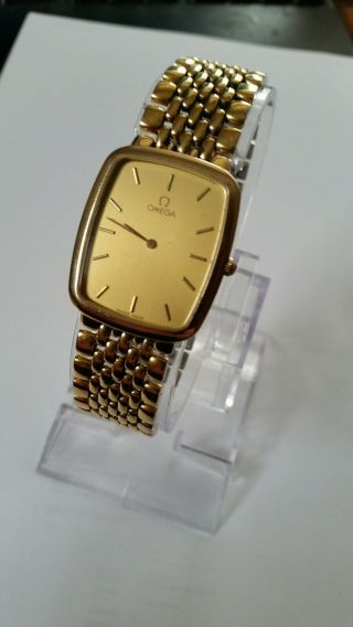 Vintage Omega De Ville Gold Plated Quartz Watch Men 