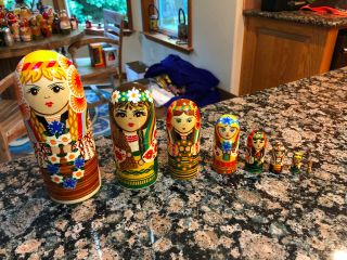 Large Vintage Ukraine Bullet Maiden Nesting Dolls Set Of 8