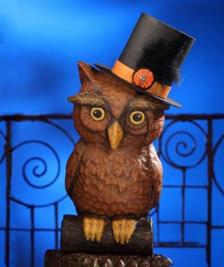Bethany Lowe Designs Halloween " Vintage Owl " Large Paper Mache Tj4215