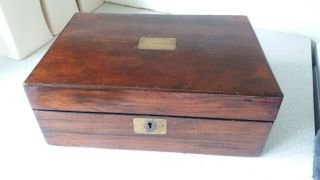 Lovely Vintage / Antique Wooden Writing Slope / Box - No Key - 12 X 8 1/2 X 4 "