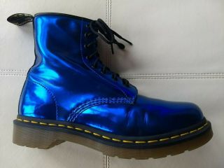 Doc Dr Martens Metallic Electric Blue Koram Flash Boots Rare Vintage 6uk Us:w8m7