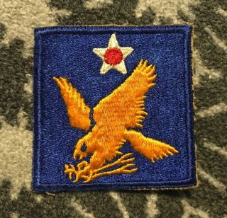 Vintage Us Military Usaf Patch Gold Eagle On Blue Square Red Centered Star