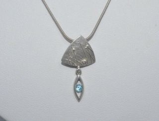 Vintage Sterling Silver Ola Gorie Mistral Blue Topaz Pendant Necklace