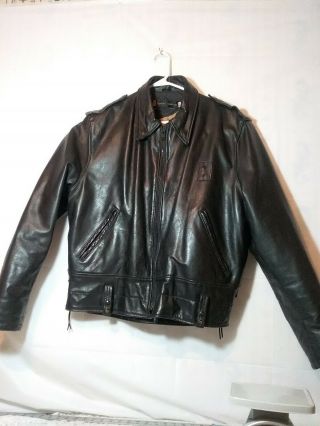 Police Issued Harley Davidson Black Leather Jacket Size 46