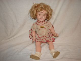 Vintage Composition 18 In Ideal Shirley Temple Doll Sleep Eyes Open Mouth Teeth