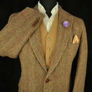 Vtg Harris Tweed Tailored Country Hacking Jacket 42 " 832 Rare Weave