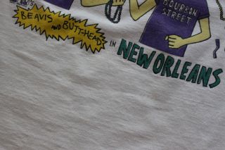 Vintage 90s Beavis and Butthead Mardi Gras Tee XL White T - shirt Orleans VTG 4