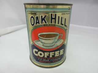 Vintage Advertising Oak Hill Brand Coffee Tin Can Graphics 961 - O