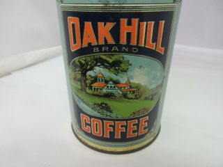 VINTAGE ADVERTISING OAK HILL BRAND COFFEE TIN CAN GRAPHICS 961 - O 3