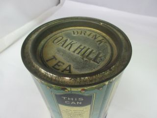 VINTAGE ADVERTISING OAK HILL BRAND COFFEE TIN CAN GRAPHICS 961 - O 5