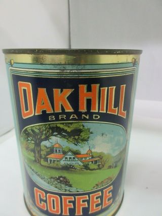 VINTAGE ADVERTISING OAK HILL BRAND COFFEE TIN CAN GRAPHICS 961 - O 6