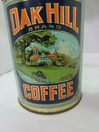 VINTAGE ADVERTISING OAK HILL BRAND COFFEE TIN CAN GRAPHICS 961 - O 7