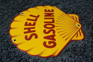 VINTAGE SHELL PORCELAIN SIGN GAS SERVICE STATION PUMP PLATE MOTOR OIL ENGINE 7